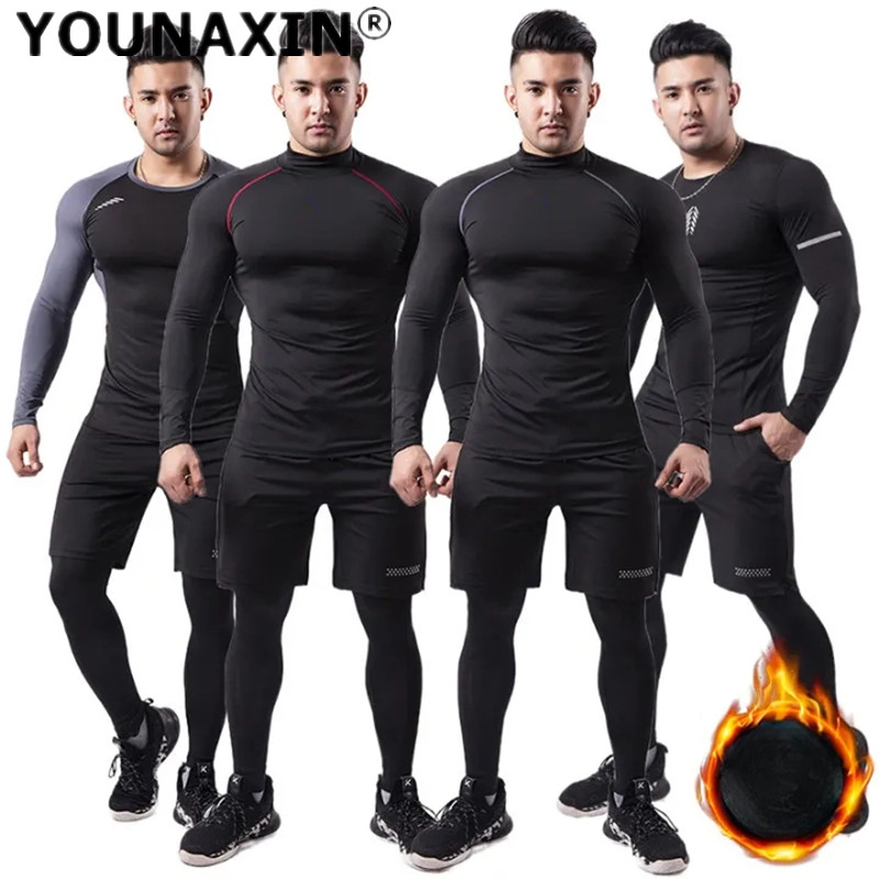 3-piece Men Plush Warm Sports  - огляд і ціна T Shirt Tight Fit