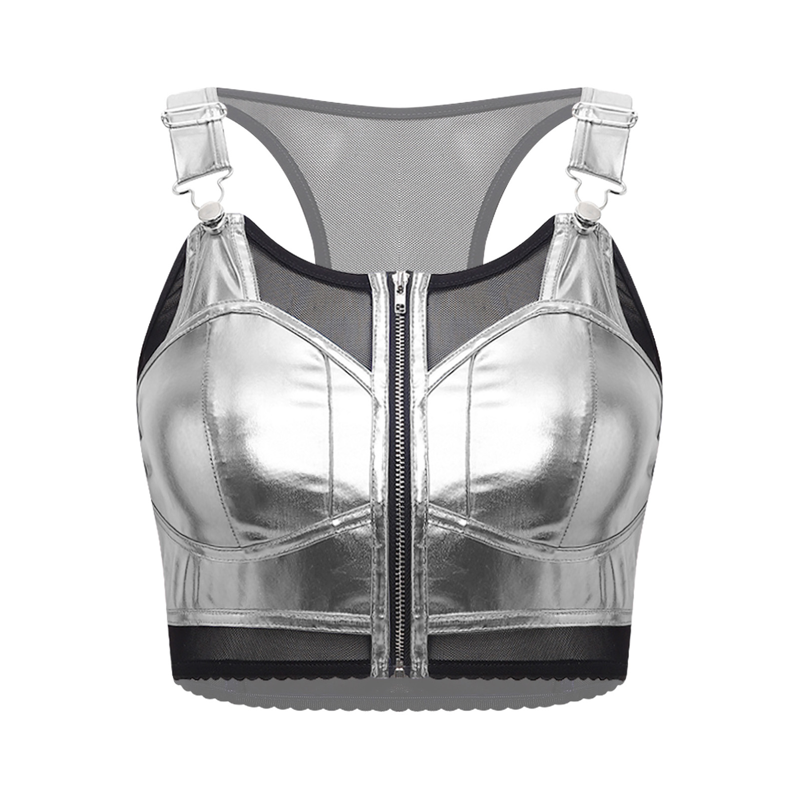 Women Metallic Shiny Punk Styl - огляд і ціна Suspender Tank Top